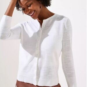 Loft White Cotton Cardigan Size XXS